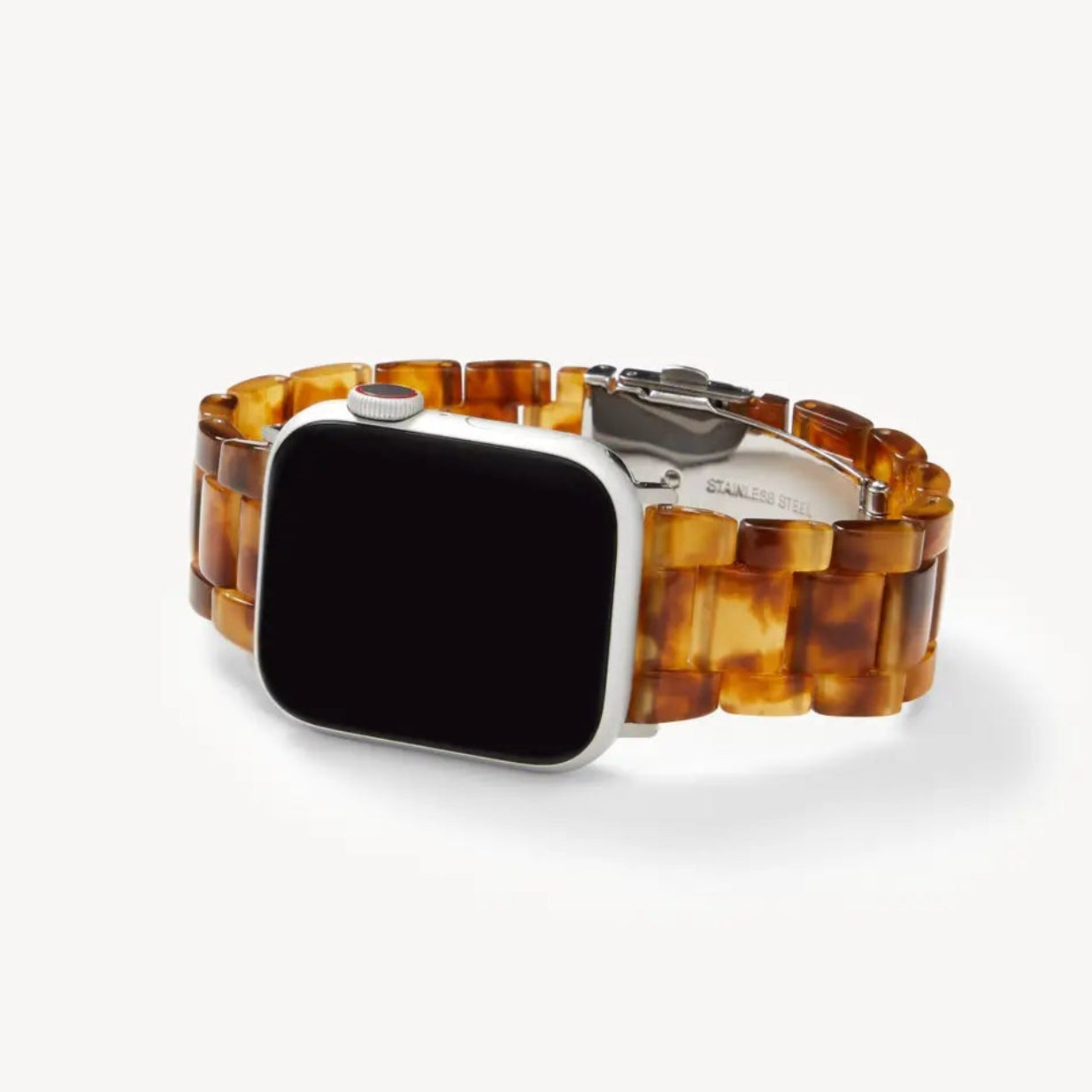 Machete tortoiseshell amber Apple Watch band with stainless steel connector and clasp Main image